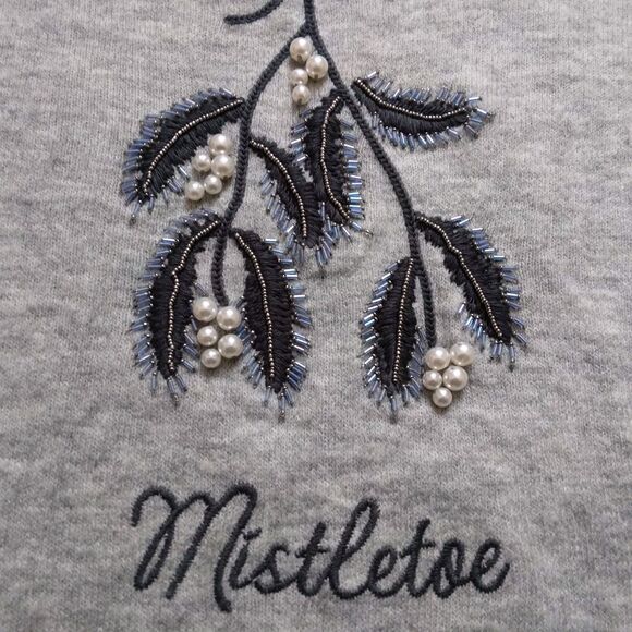 H&M Mistletoe Sweater Beaded Embroidered Holiday Christmas Womens Size Medium - Picture 5 of 10